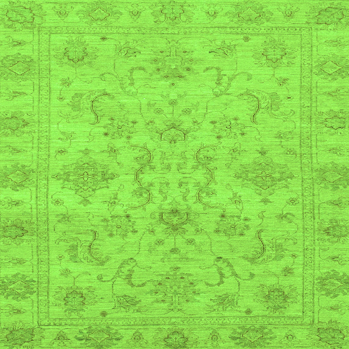 Square Machine Washable Abstract Green Modern Area Rugs, wshabs3558grn