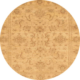 Round Abstract Dark Orange Modern Rug, abs3558