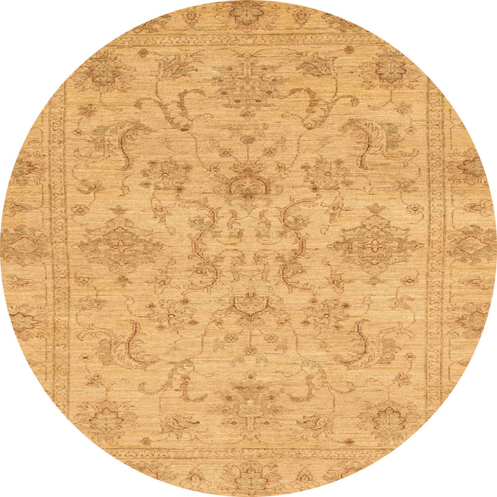 Round Abstract Dark Orange Modern Rug, abs3558