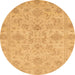 Round Abstract Dark Orange Modern Rug, abs3558