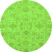 Round Abstract Green Modern Rug, abs3558grn