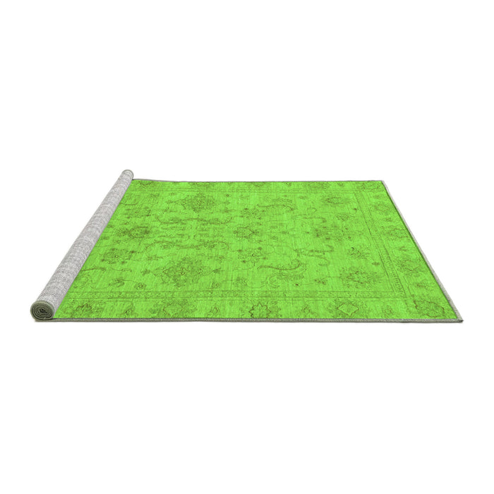 Sideview of Machine Washable Abstract Green Modern Area Rugs, wshabs3558grn