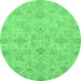 Round Abstract Emerald Green Modern Rug, abs3558emgrn