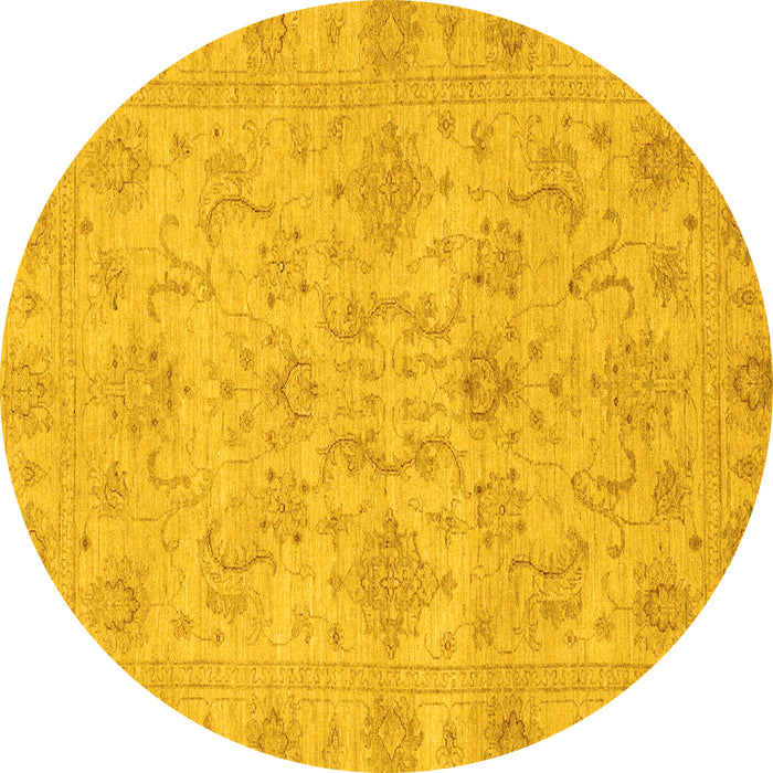 Round Machine Washable Abstract Yellow Modern Rug, wshabs3558yw