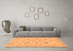 Machine Washable Abstract Orange Modern Area Rugs in a Living Room, wshabs3559org