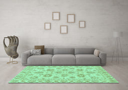 Machine Washable Abstract Turquoise Modern Area Rugs in a Living Room,, wshabs3559turq