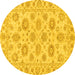 Round Abstract Yellow Modern Rug, abs3559yw