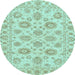 Round Abstract Light Blue Modern Rug, abs3559lblu