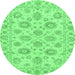 Round Machine Washable Abstract Emerald Green Modern Area Rugs, wshabs3559emgrn