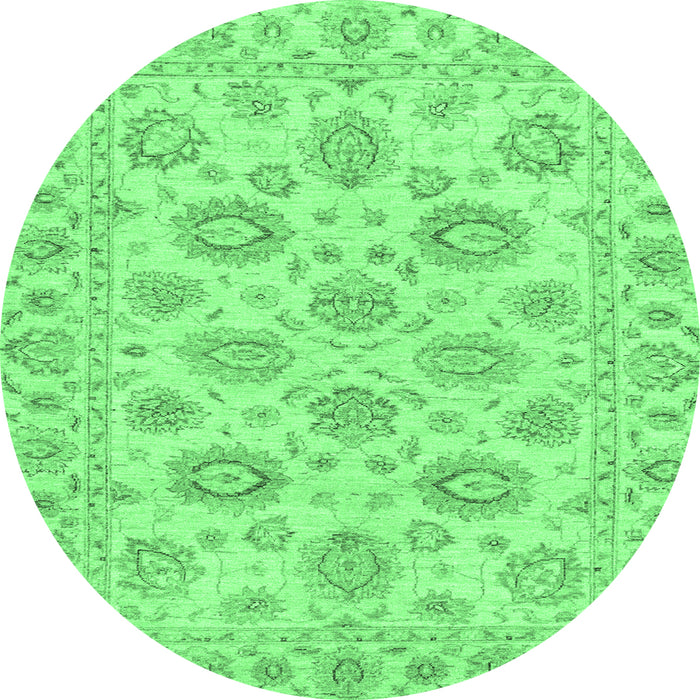 Round Abstract Emerald Green Modern Rug, abs3559emgrn
