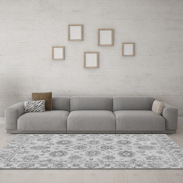 Machine Washable Abstract Gray Modern Rug in a Living Room,, wshabs3559gry
