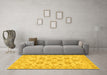 Machine Washable Abstract Yellow Modern Rug in a Living Room, wshabs3559yw