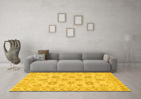 Machine Washable Abstract Yellow Modern Rug, wshabs3559yw