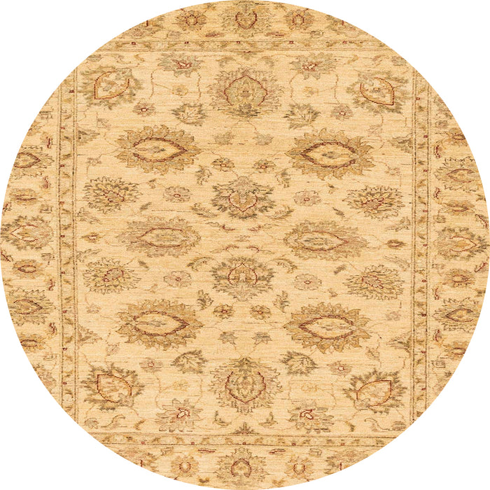 Round Machine Washable Abstract Chrome Gold Yellow Rug, wshabs3559
