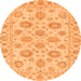 Round Machine Washable Abstract Orange Modern Area Rugs, wshabs3559org