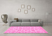 Machine Washable Abstract Pink Modern Rug in a Living Room, wshabs3559pnk