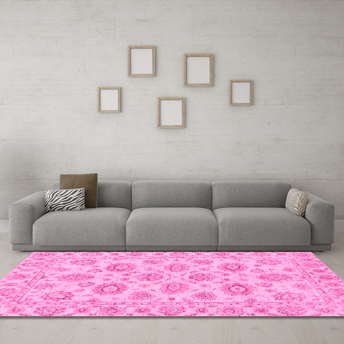 Machine Washable Abstract Pink Modern Rug in a Living Room, wshabs3559pnk
