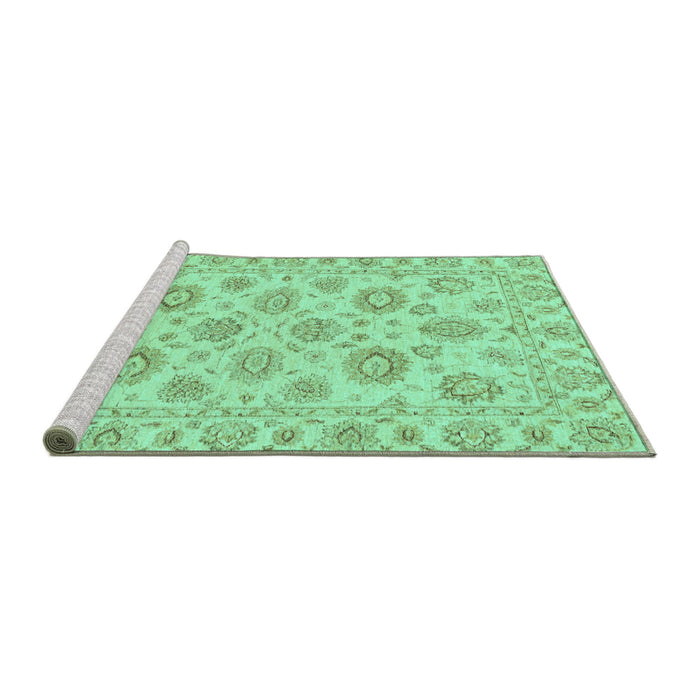 Sideview of Machine Washable Abstract Turquoise Modern Area Rugs, wshabs3559turq