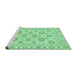 Sideview of Machine Washable Abstract Turquoise Modern Area Rugs, wshabs3559turq