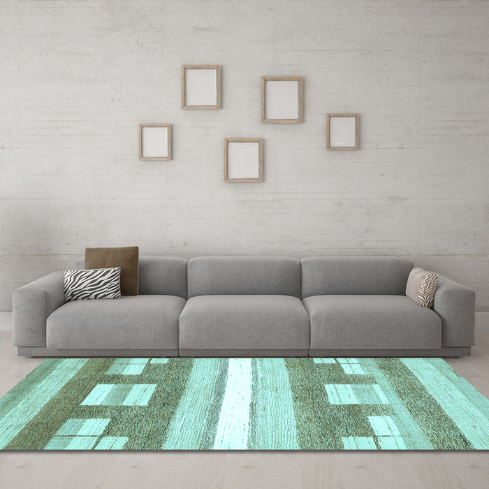 Machine Washable Abstract Light Blue Modern Rug in a Living Room, wshabs355lblu