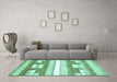 Machine Washable Abstract Turquoise Modern Area Rugs in a Living Room,, wshabs355turq