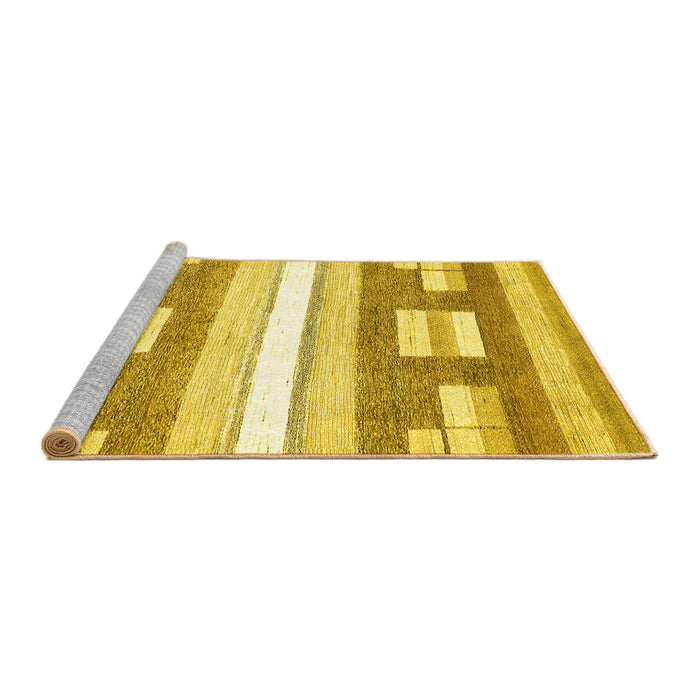 Sideview of Machine Washable Abstract Yellow Modern Rug, wshabs355yw