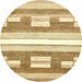 Round Machine Washable Abstract Cinnamon Brown Rug, wshabs355