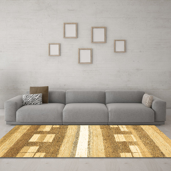 Machine Washable Abstract Brown Modern Rug in a Living Room,, wshabs355brn