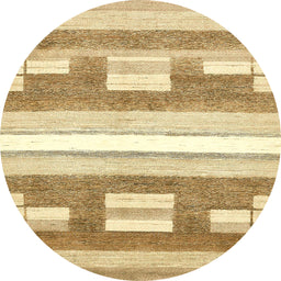 Round Abstract Cinnamon Brown Modern Rug, abs355