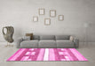 Machine Washable Abstract Pink Modern Rug in a Living Room, wshabs355pnk