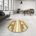 Round Abstract Cinnamon Brown Modern Rug in a Office, abs355