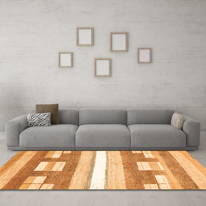 Machine Washable Abstract Orange Modern Area Rugs in a Living Room, wshabs355org