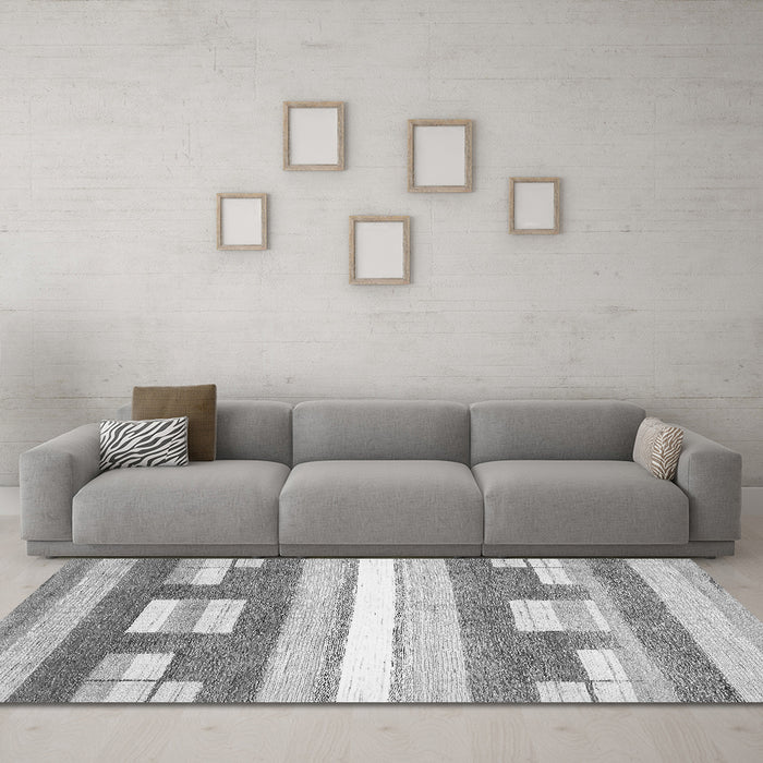 Machine Washable Abstract Gray Modern Rug in a Living Room,, wshabs355gry
