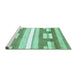 Sideview of Machine Washable Abstract Turquoise Modern Area Rugs, wshabs355turq