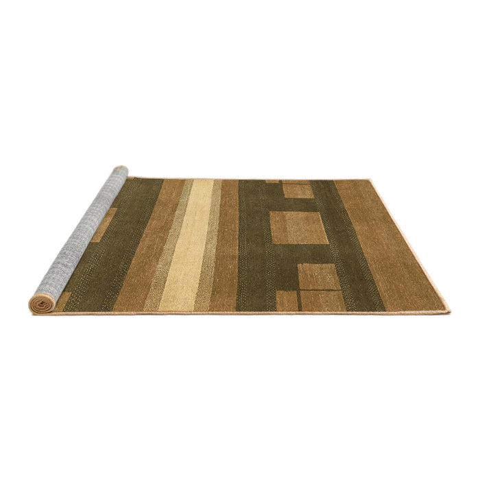 Sideview of Machine Washable Abstract Caramel Brown Rug, wshabs356