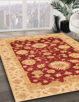 Machine Washable Abstract Orange Rug in a Family Room, wshabs3560