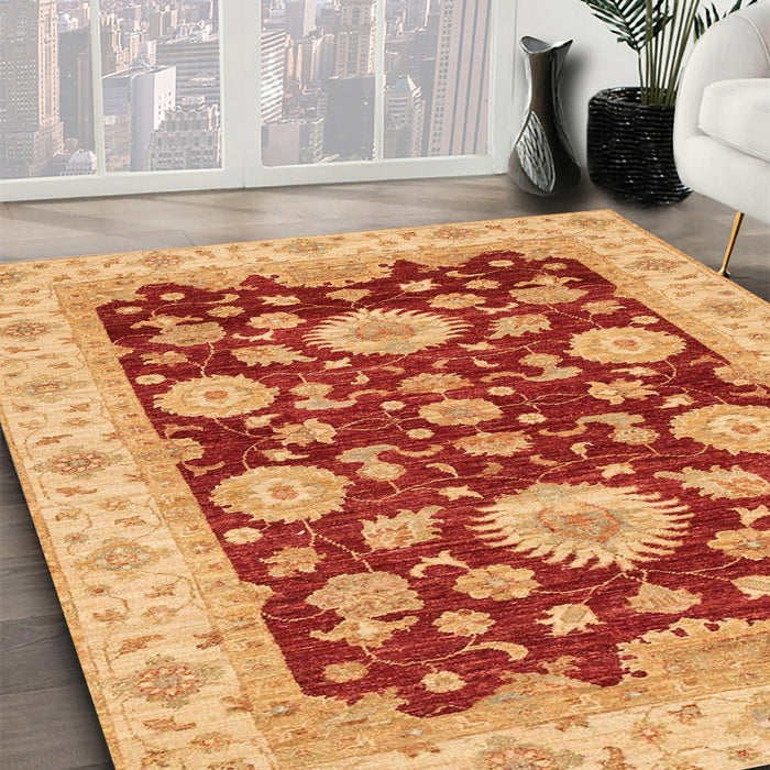 Machine Washable Abstract Orange Rug in a Family Room, wshabs3560