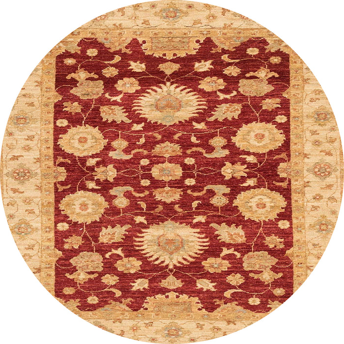 Round Machine Washable Abstract Orange Rug, wshabs3560