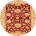 Round Machine Washable Abstract Orange Rug, wshabs3560