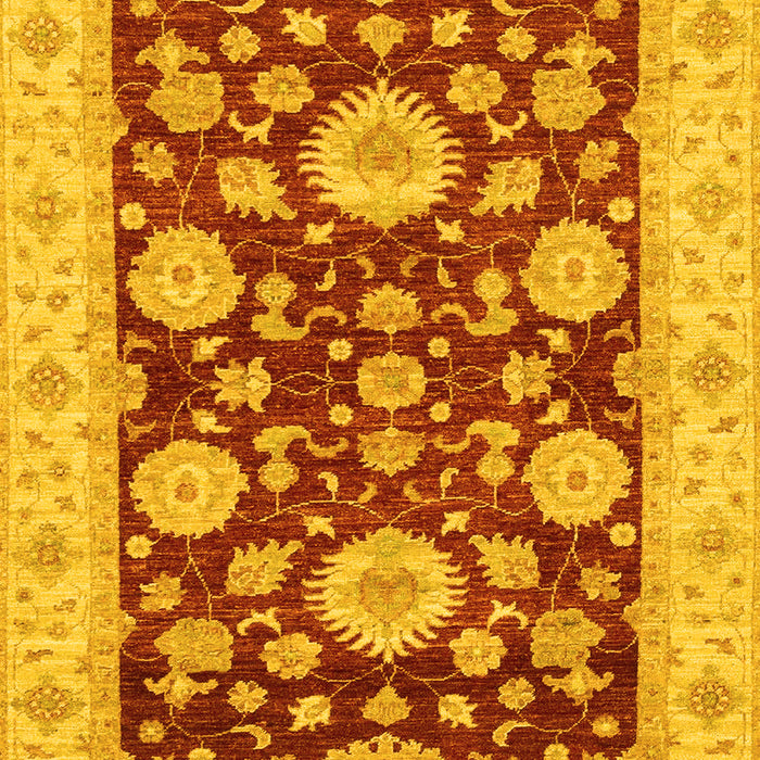 Machine Washable Oriental Yellow Traditional Rug, wshabs3560yw