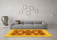 Machine Washable Oriental Yellow Traditional Rug, wshabs3560yw