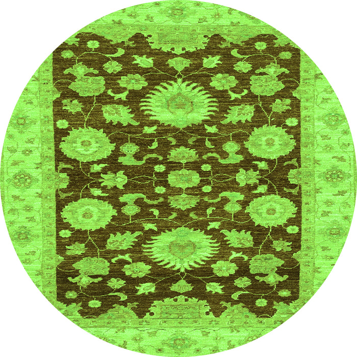 Round Oriental Green Traditional Rug, abs3560grn