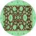 Round Oriental Turquoise Traditional Rug, abs3560turq