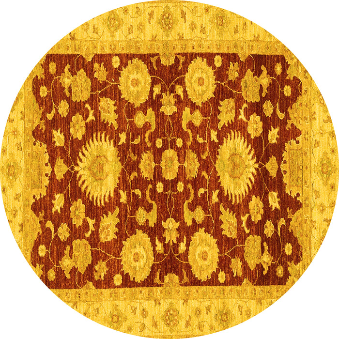 Round Oriental Yellow Traditional Rug, abs3560yw