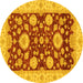 Round Oriental Yellow Traditional Rug, abs3560yw