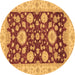 Round Oriental Brown Traditional Rug, abs3560brn