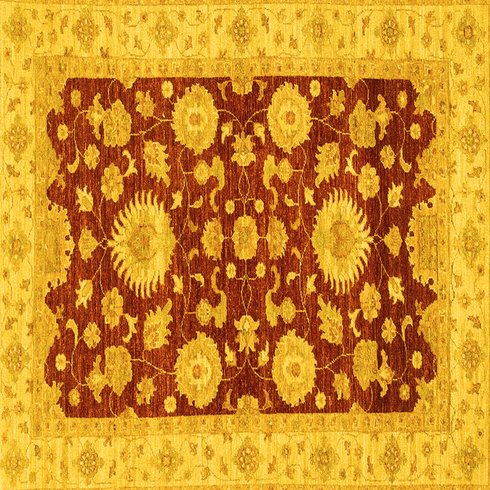Square Oriental Yellow Traditional Rug, abs3560yw