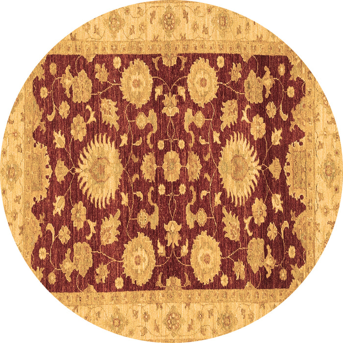 Round Machine Washable Oriental Brown Traditional Rug, wshabs3560brn