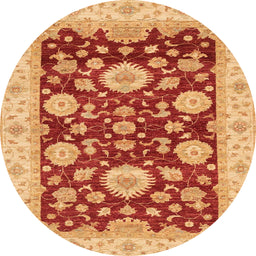 Round Abstract Orange Oriental Rug, abs3560