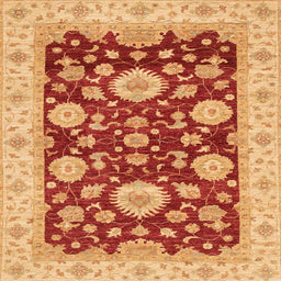 Square Machine Washable Abstract Orange Rug, wshabs3560